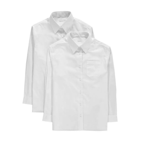 Teens School White Shirts with Emblem - Long Sleeve