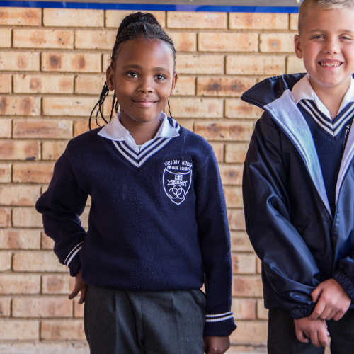 Navy Blue and White School Jersey with Emblem - Image 4