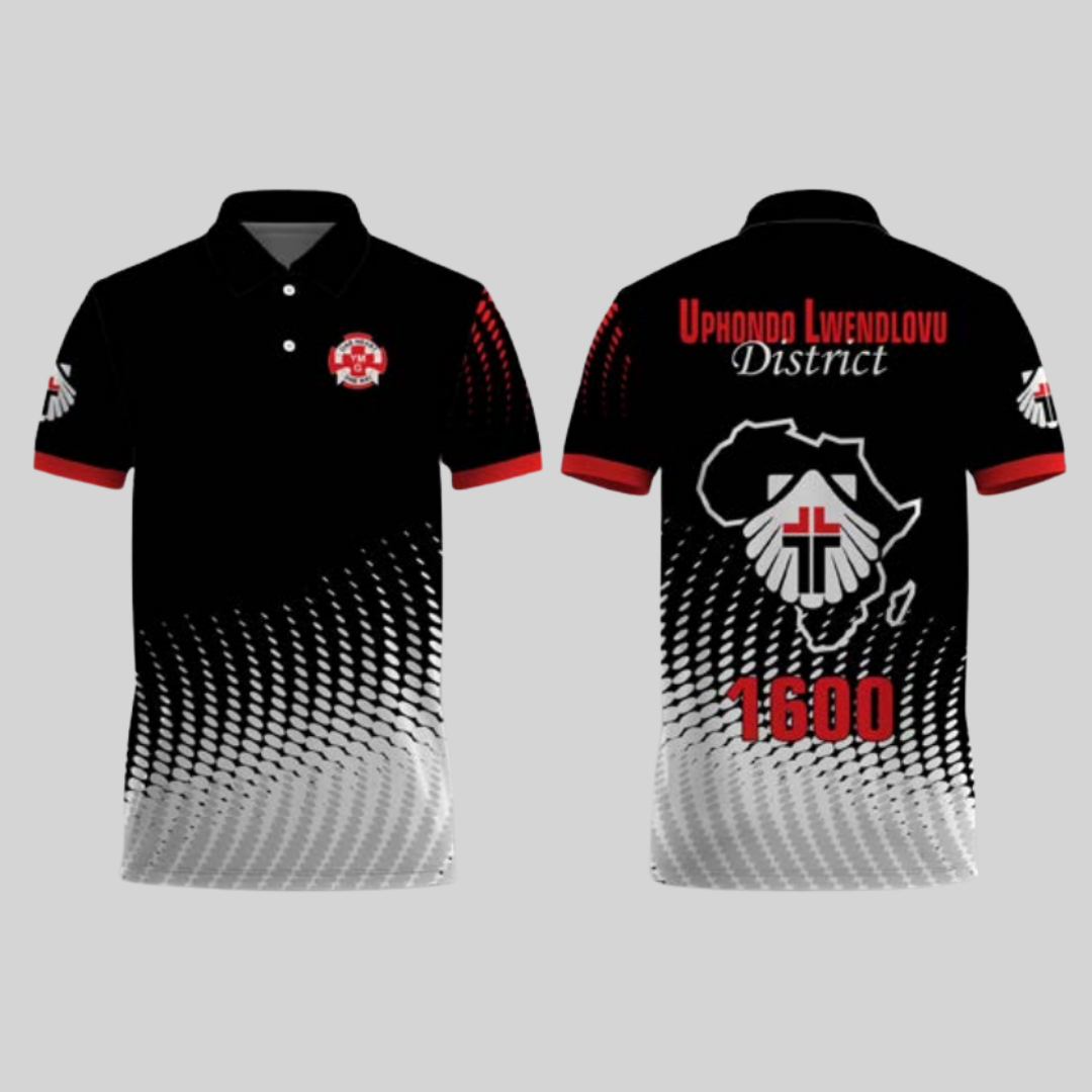 Methodist Golf Shirt – Black/White Diagonal Halftone District 1600